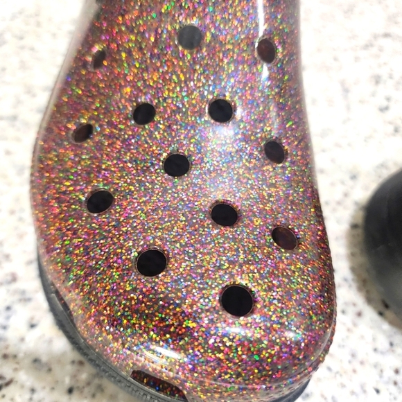 CROCS Classic Bae Pride Translucent Glitter/Rainbow Platform Clogs  Size 9 - Picture 7 of 9
